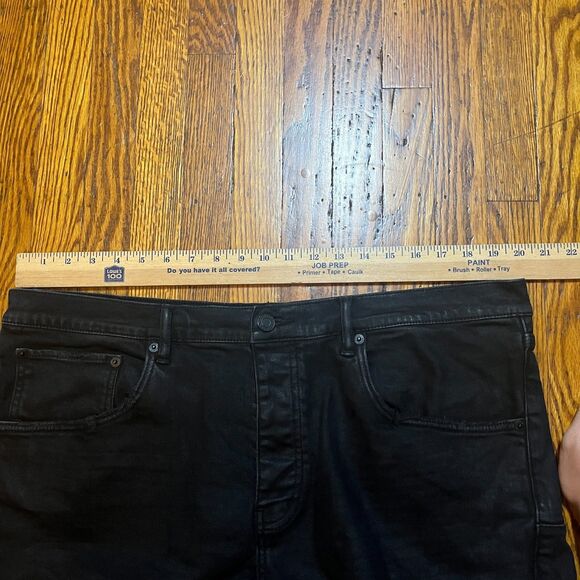 Purple Brand P001 Slim Fit Jeans Men's Size 40x34 Black Denim Frayed Hem - Picture 6 of 13